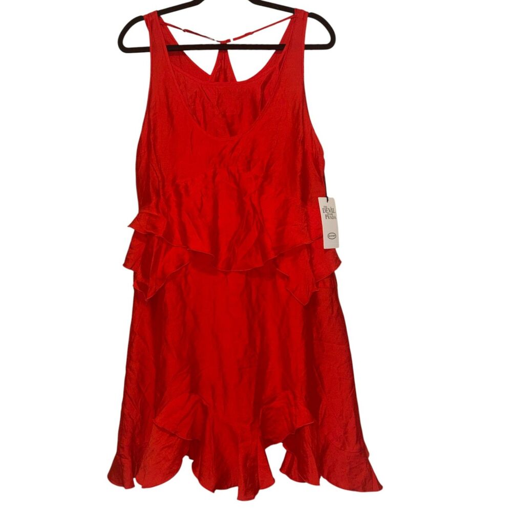 Red Ruffle Mini Dress Women’s Size Medium NWT